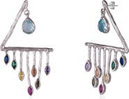 Spero London Colourful Rainbow Rain Drop Earrings in Sterling Silver