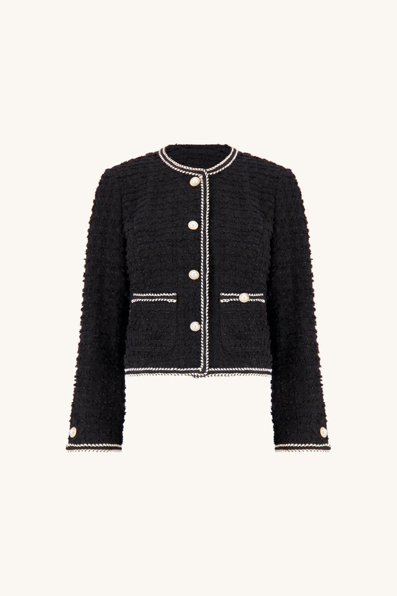 Joane Tweed Jacket, Alternate, color, Black