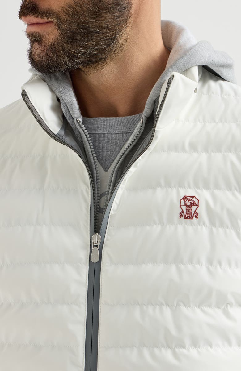 Brunello Cucinelli Nylon down vest, Alternate, color, Off-White