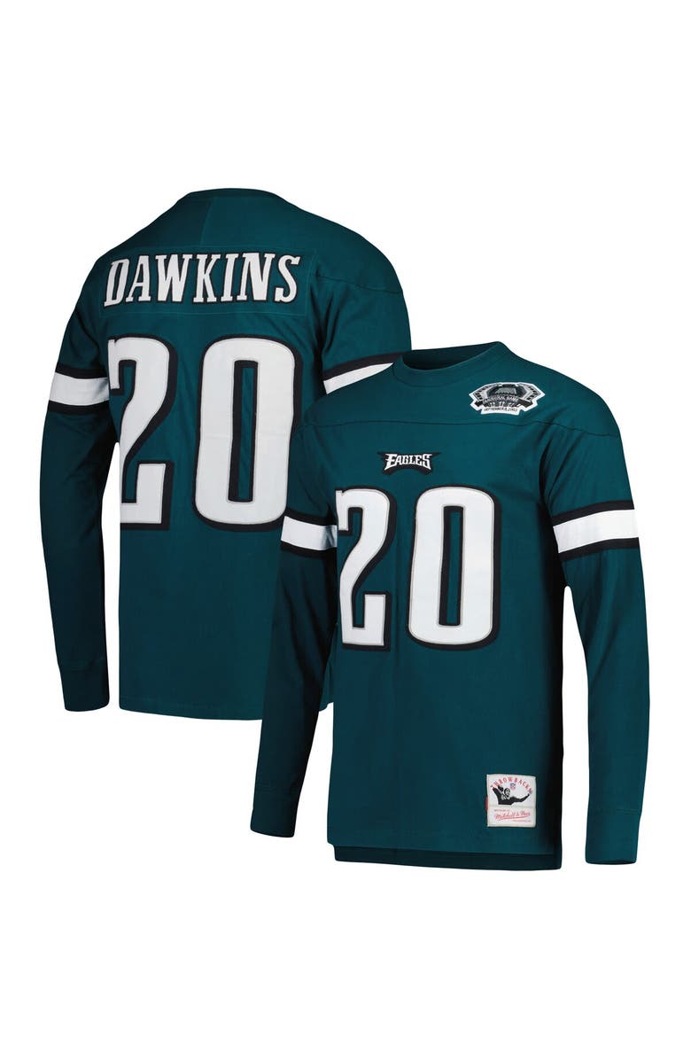 Mitchell & Ness Men's Mitchell & Ness Brian Dawkins Midnight Green Philadelphia Eagles Retired Player Name & Number Long Sleeve Top, Main, color, Green