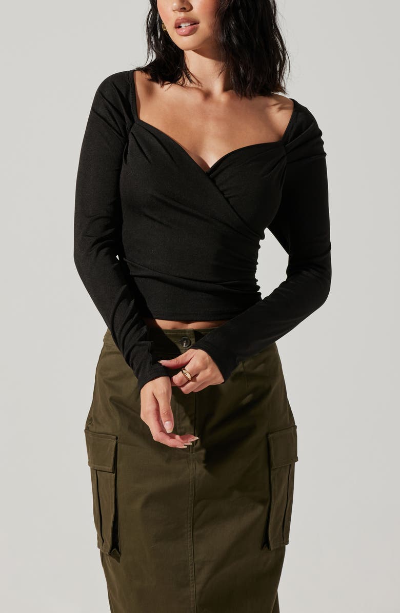 ASTR the Label Sweetheart Faux Wrap Jersey Top, Alternate, color, 