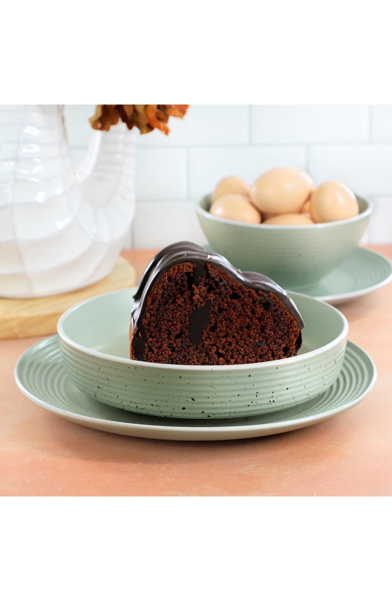 Elama Emilia 16 Piece Double Bowl Stoneware Dinnerware Set, Alternate, color, White