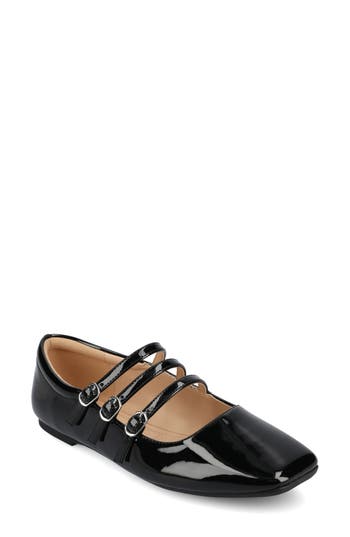 Journee Collection Darlin Multi Strap Mary Jane Flat In Patent/black