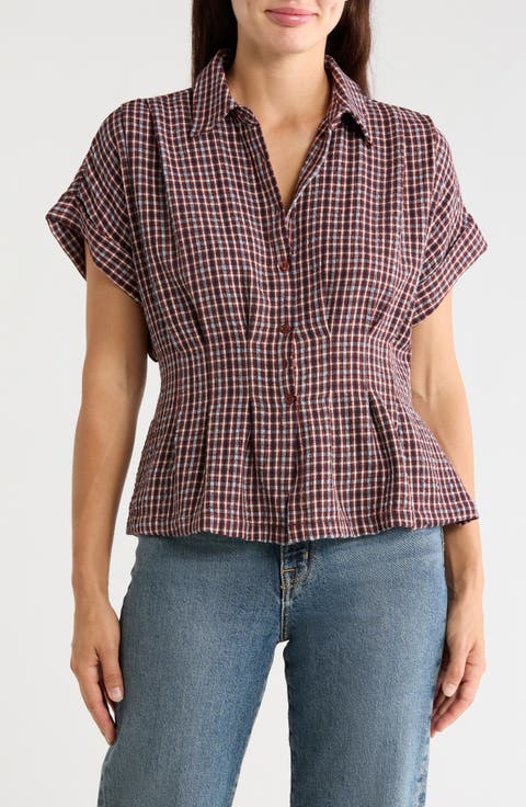 Plaid Short Sleeve Button-Up Shirt