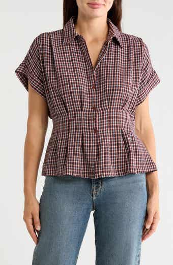 Plaid Short Sleeve Button-Up Shirt