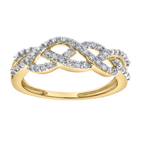 Solace 14K Gold Round Diamond Studded Infinity Ring - 0.21cts