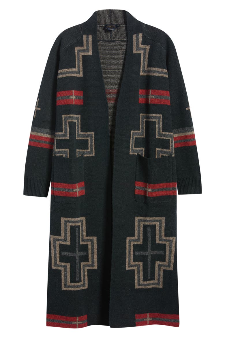 Wool Duster Cardigan, Alternate, color, BLACK/ RED SAN MIGUEL