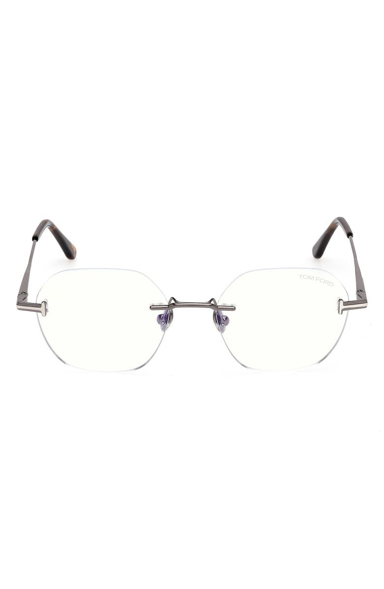 TOM FORD 52mm Geometric Optical Glasses, Main, color, Dark Gunmetal / Palladium