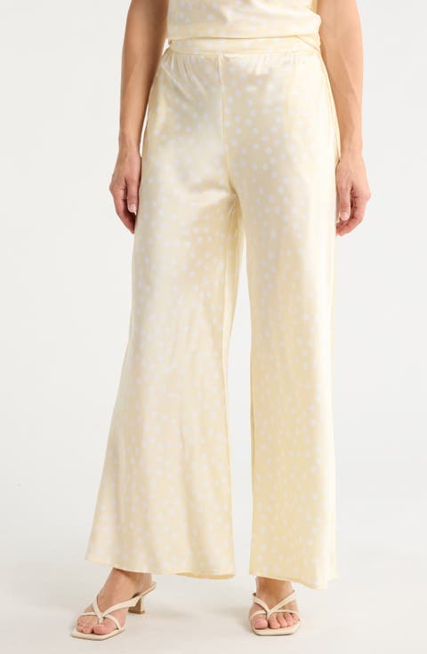 Polka Dot Satin Wide Leg Pants