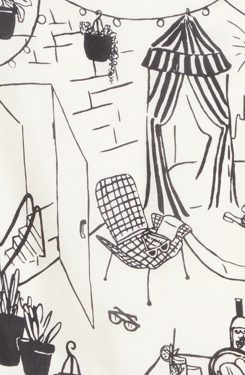 Kate Spade New York summer party scene silk square scarf, Alternate, color, Cream Black