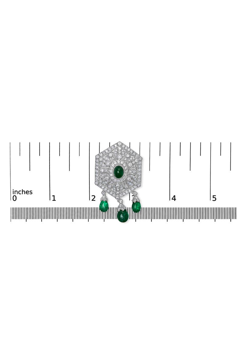Haus of Brilliance 18K 2 3/4 Cttw Diamond and Emerald Dangle Art Deco Shield Brooch Pin Pendant, Alternate, color, White