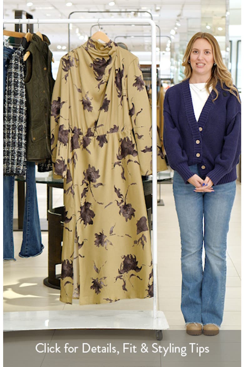 Kristyn Long Sleeve Cowl Neck Satin Dress video