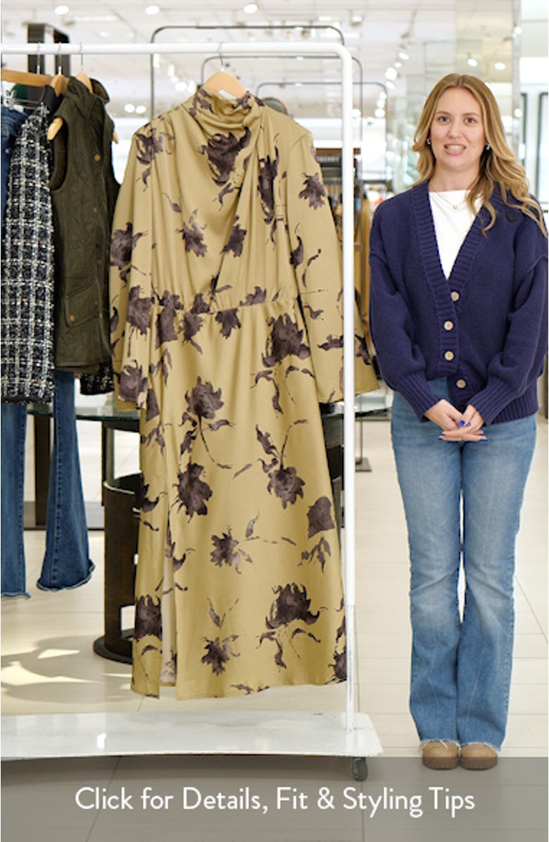 Kristyn Long Sleeve Cowl Neck Satin Dress, sales video thumbnail