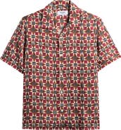 Wax London Didicot Painted Geo Pattern Lyocell Camp Shirt