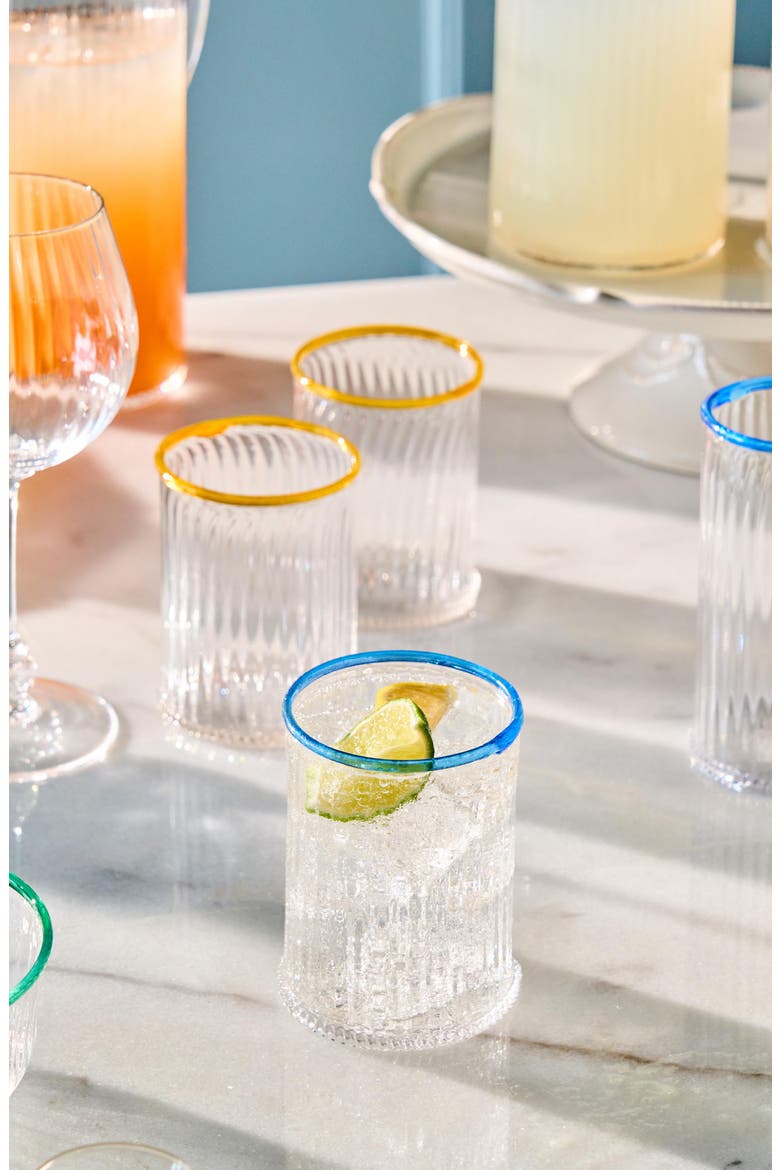 Nell Double Old Fashion Glass Tumbler, Alternate, color, CHAMBRAY