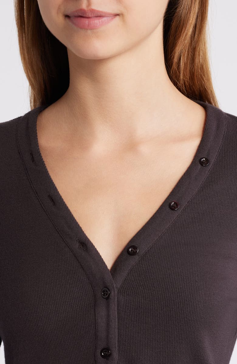 FRAME Slinky Henley Top, Alternate, color, Chocolate Brown