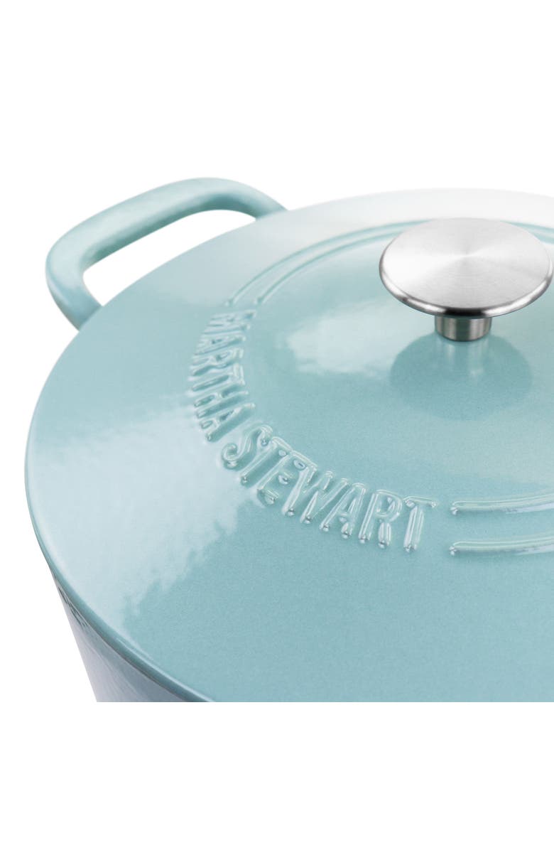 MARTHA STEWART Enameled Cast Iron 7 Quart Dutch Oven with Lid, Alternate, color, Turquoise