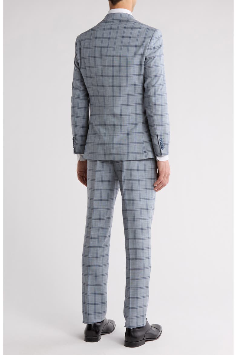 Plaid Grey & Blue Mélange Suit, Alternate, color, GREY/ BLUE