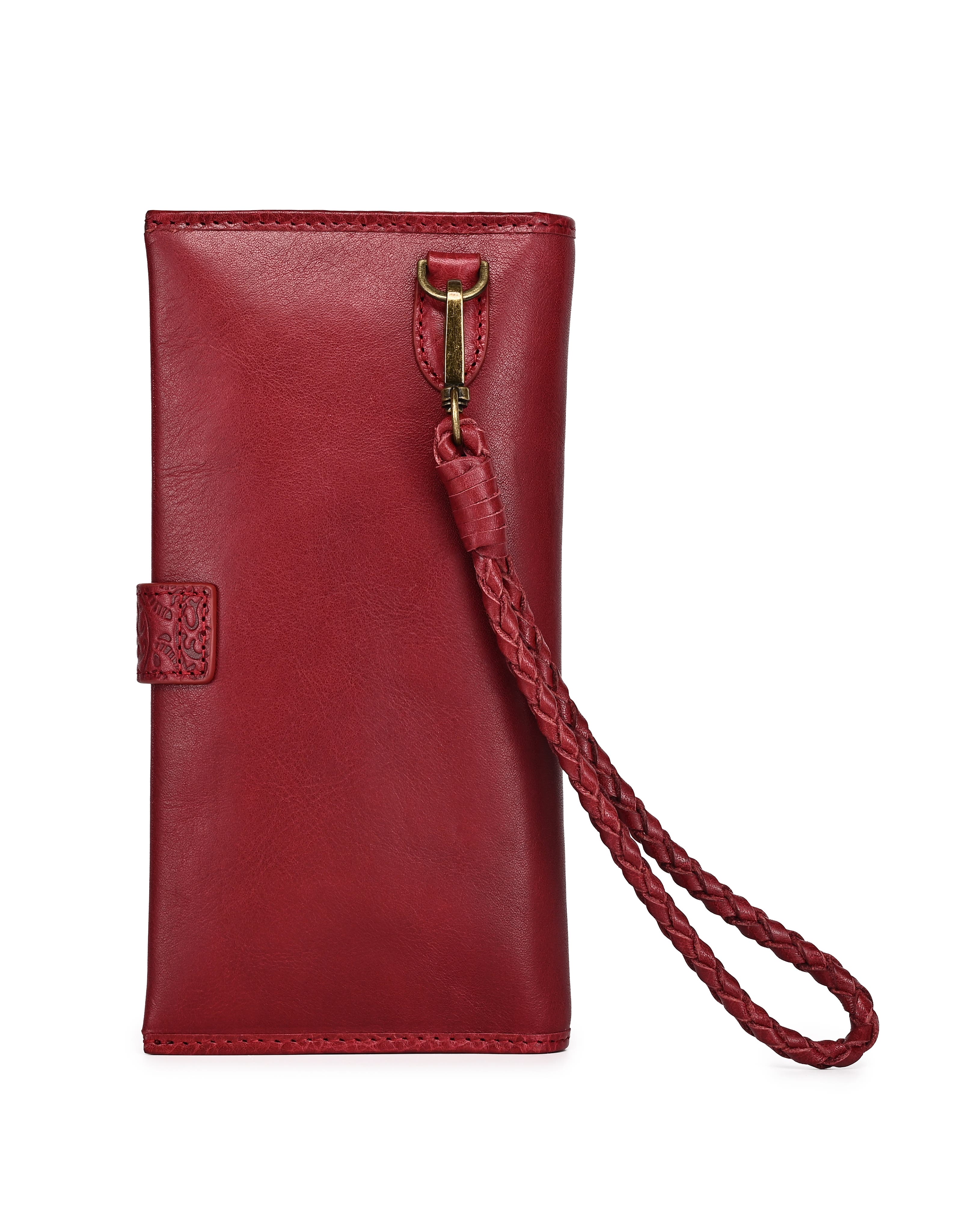 Iris Genuine Leather Modular RFID Wristlet Clutch, Alternate, color, Maroon