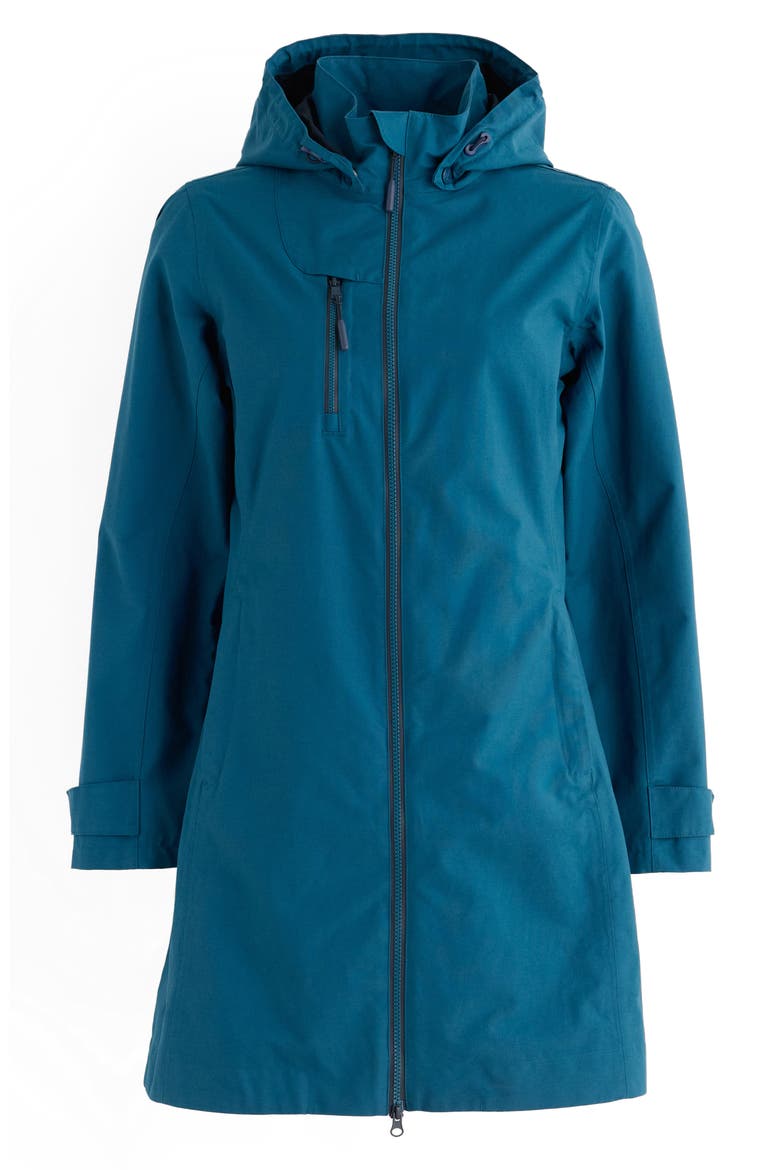 Coverack Waterproof Organic Cotton Raincoat with Removable Hood, Alternate, color, RAINCLOUD