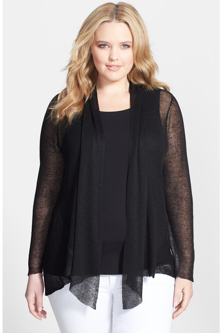 Hemp Blend Shaped Cardigan, Main, color, BLACK