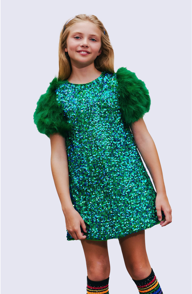 Lola + The Boys Feather Party Dress, Alternate, color, 