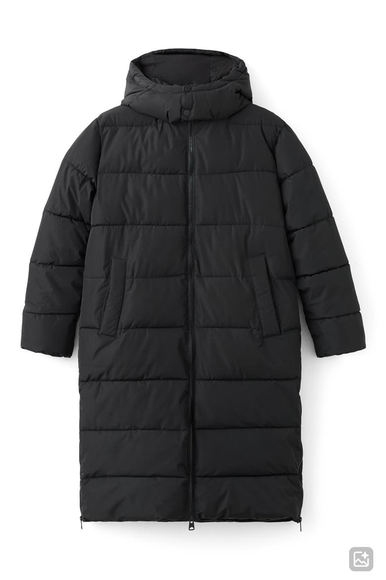 Hooded Puffer Coat, Alternate, color, BLACK