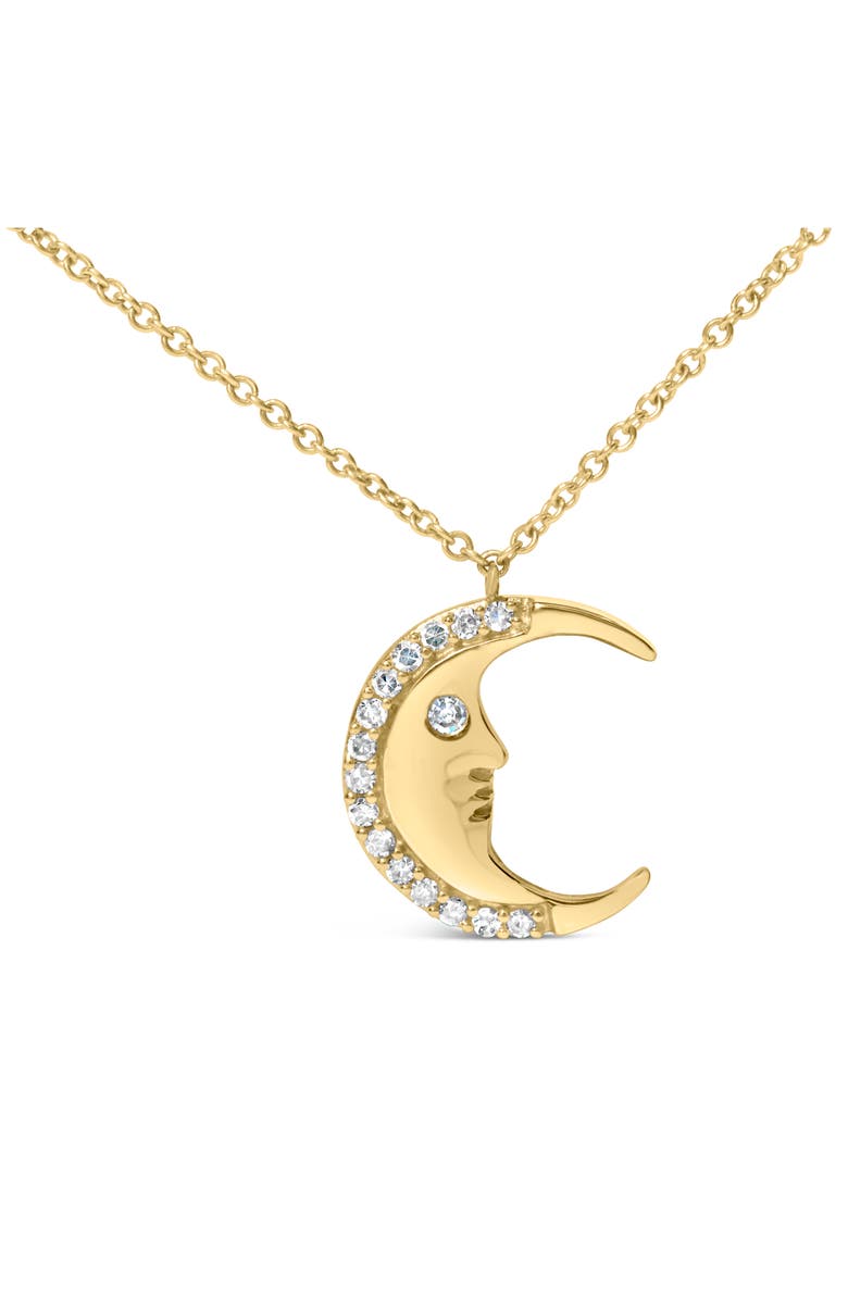 Haus of Brilliance 14K Yellow Gold 1/10 Cttw Diamond Crescent Man on the Moon Pendant Necklace, Alternate, color, Yellow