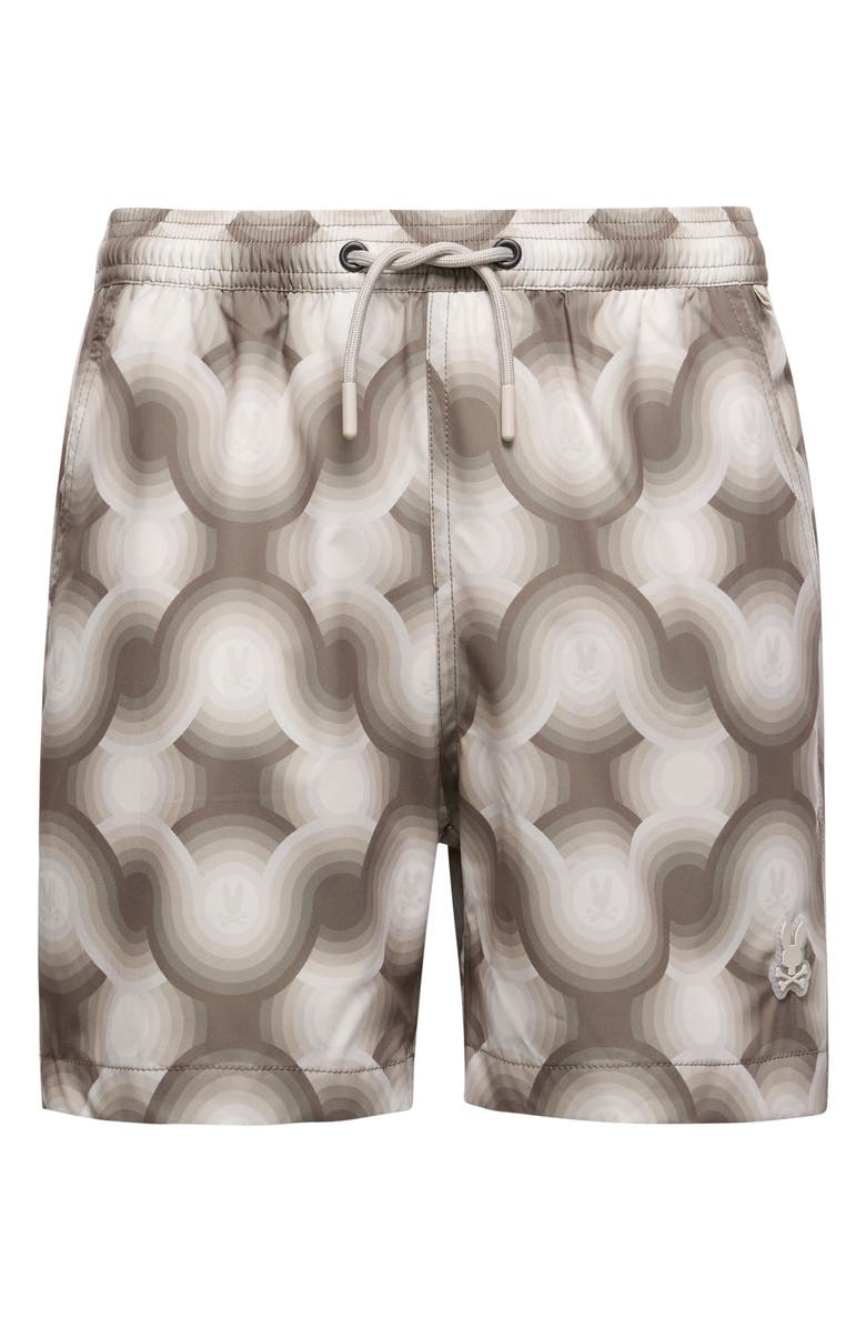 Psycho Bunny Kids' Paros Printed Swim Trunks, Main, color, 