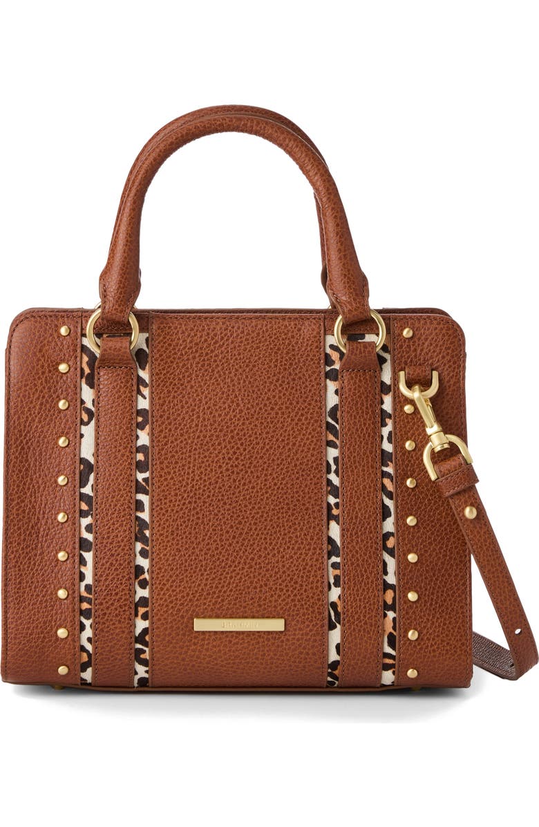 Brahmin Cami Genuine Calf Hair Trim Leather Satchel, Alternate, color,