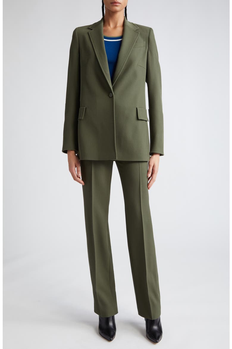 Single Breasted Wool Tricotine Boyfriend Blazer, Alternate, color, SAGE