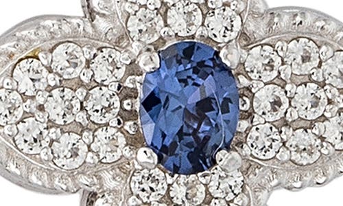 Suzy Levian Sapphire Clover Stud Earrings In Metallic