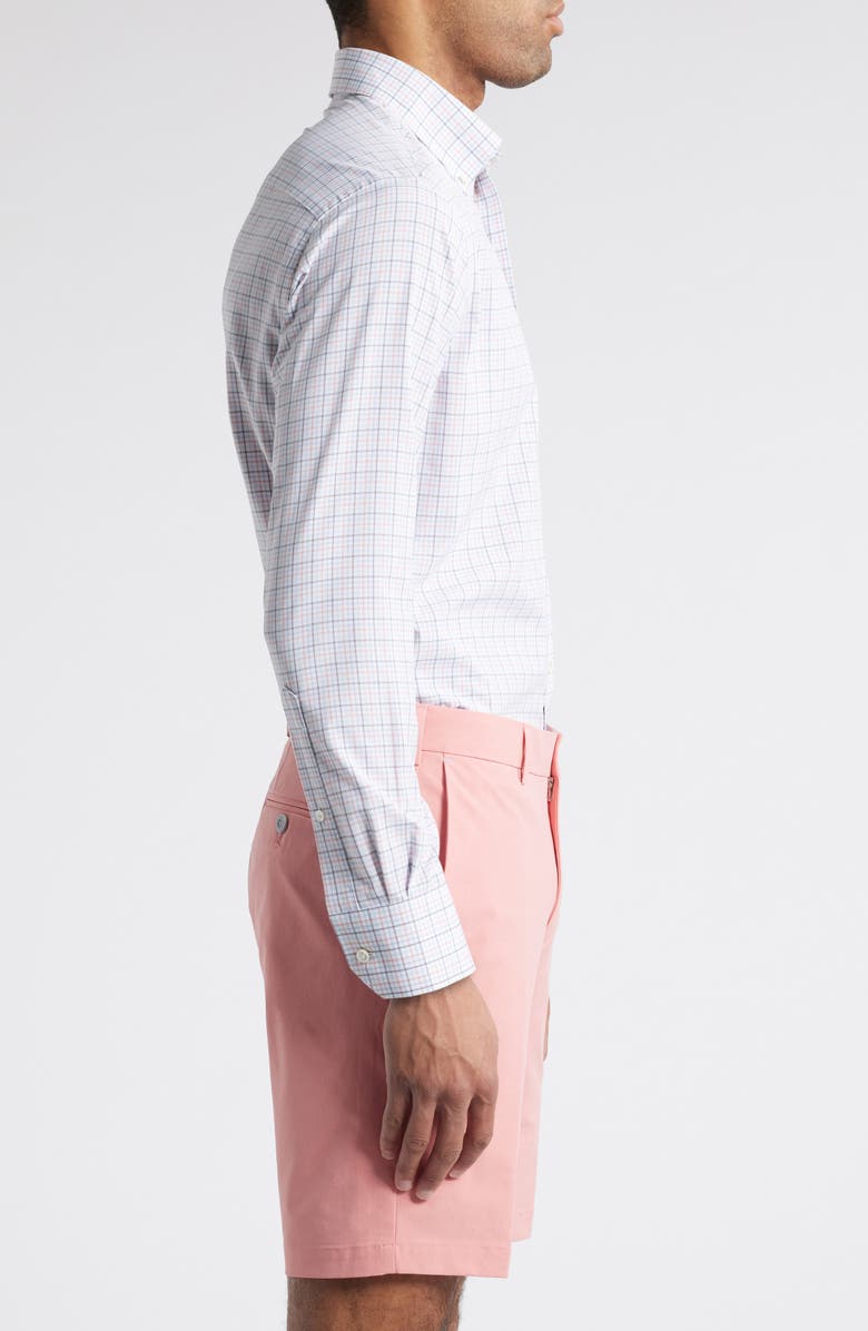 Peter Millar Crown Crafted Getz Check Performance Poplin Sport Shirt, Alternate, color, Navy