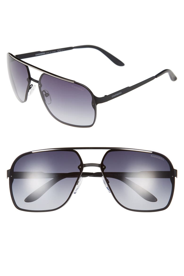 64mm Navigator Sunglasses, Main, color, MATTE BLACK/ GREY GRADIENT
