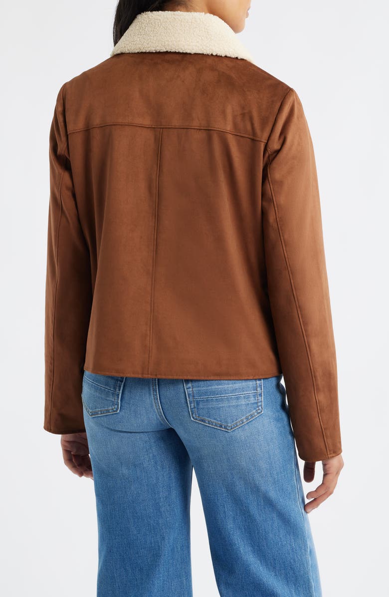 Sam Edelman Faux Leather Jacket with Faux Shearling Collar, Alternate, color, Cyrus Tan