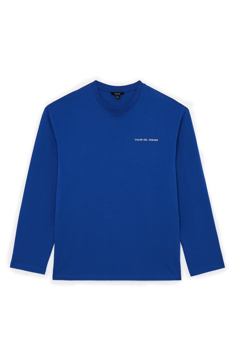 Reiss Palma Long Sleeve Graphic Tee, Alternate, color, Bright Blue