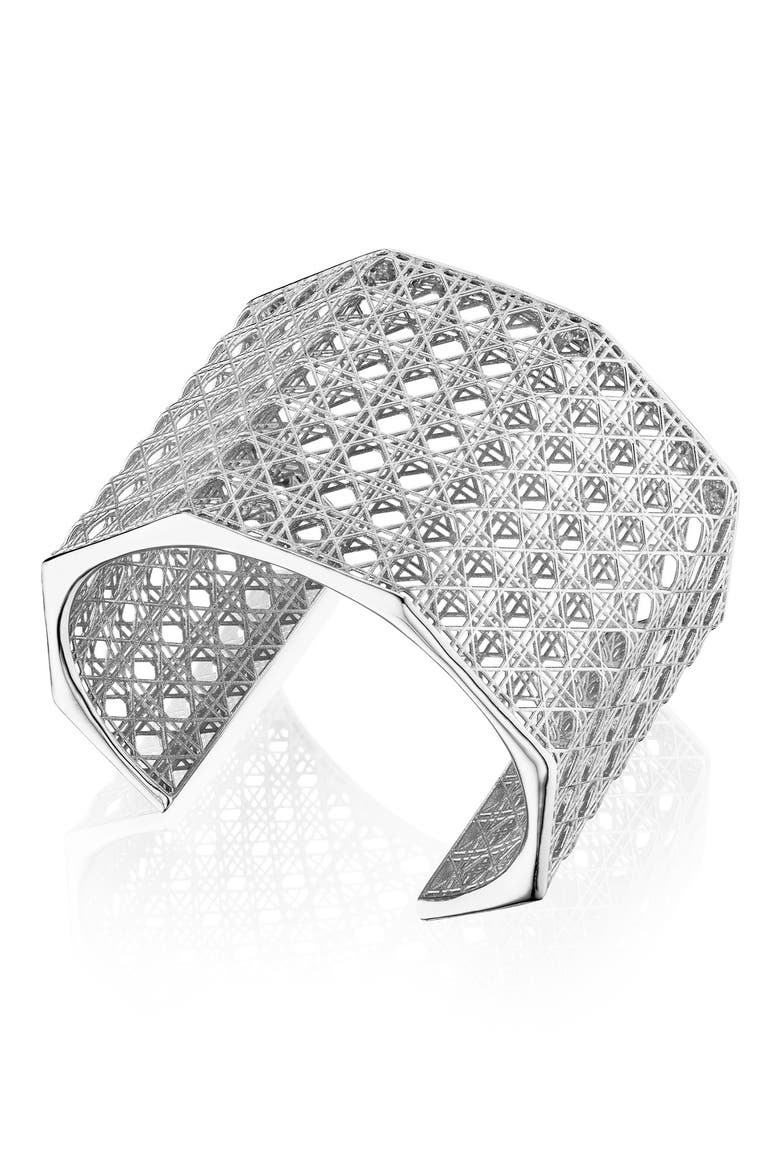 Cane Cuff Bracelet, Alternate, color, STERLING SILVER