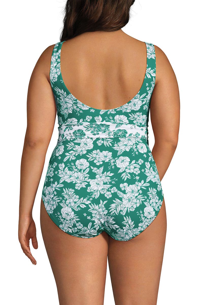 Lands' End Slender Suit Belted Sweetheart One Piece, Alternate, color, 