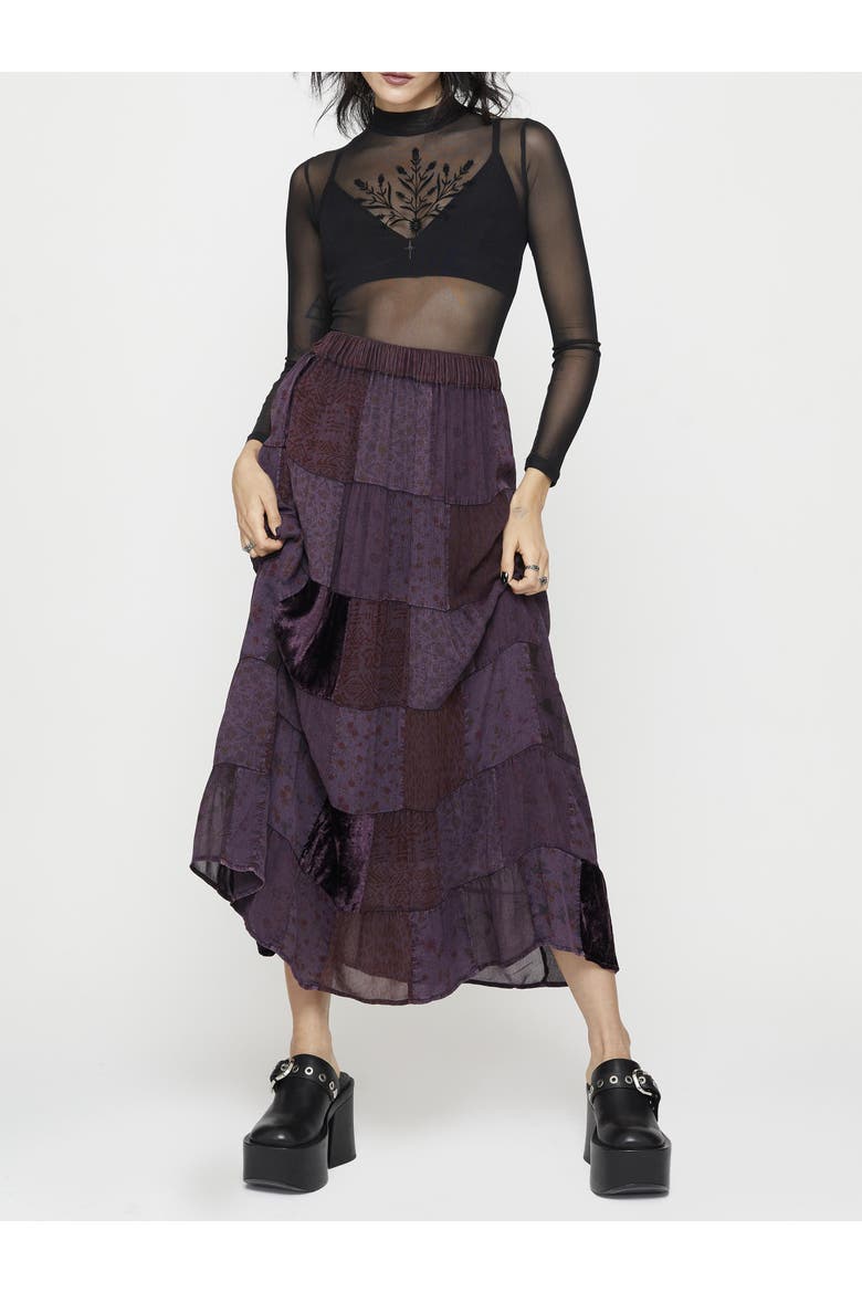 Mabel Floral Patchwork Skirt, Alternate, color, Purple