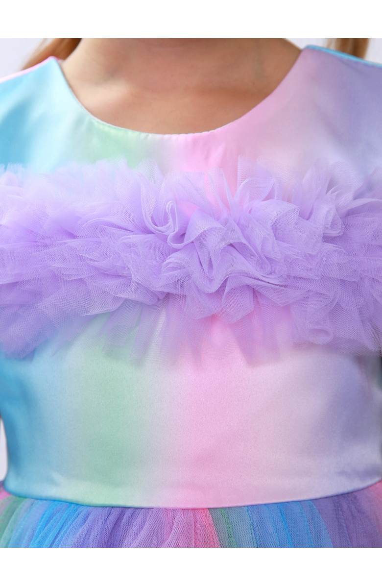 Mia Belle Girls Princess Twirl Rainbow Tulle Ruffle Dress, Alternate, color, Purple