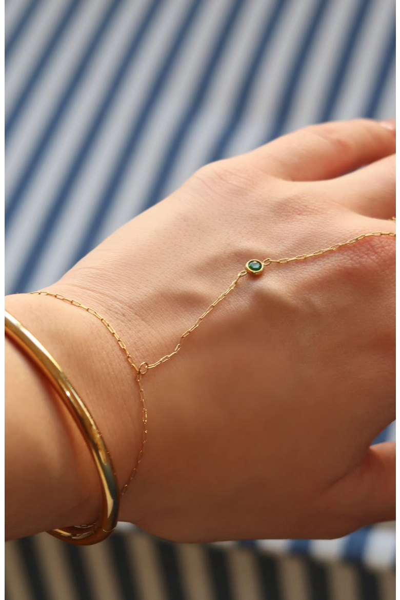 Bezel Hand Chain, Alternate, color, Emerald