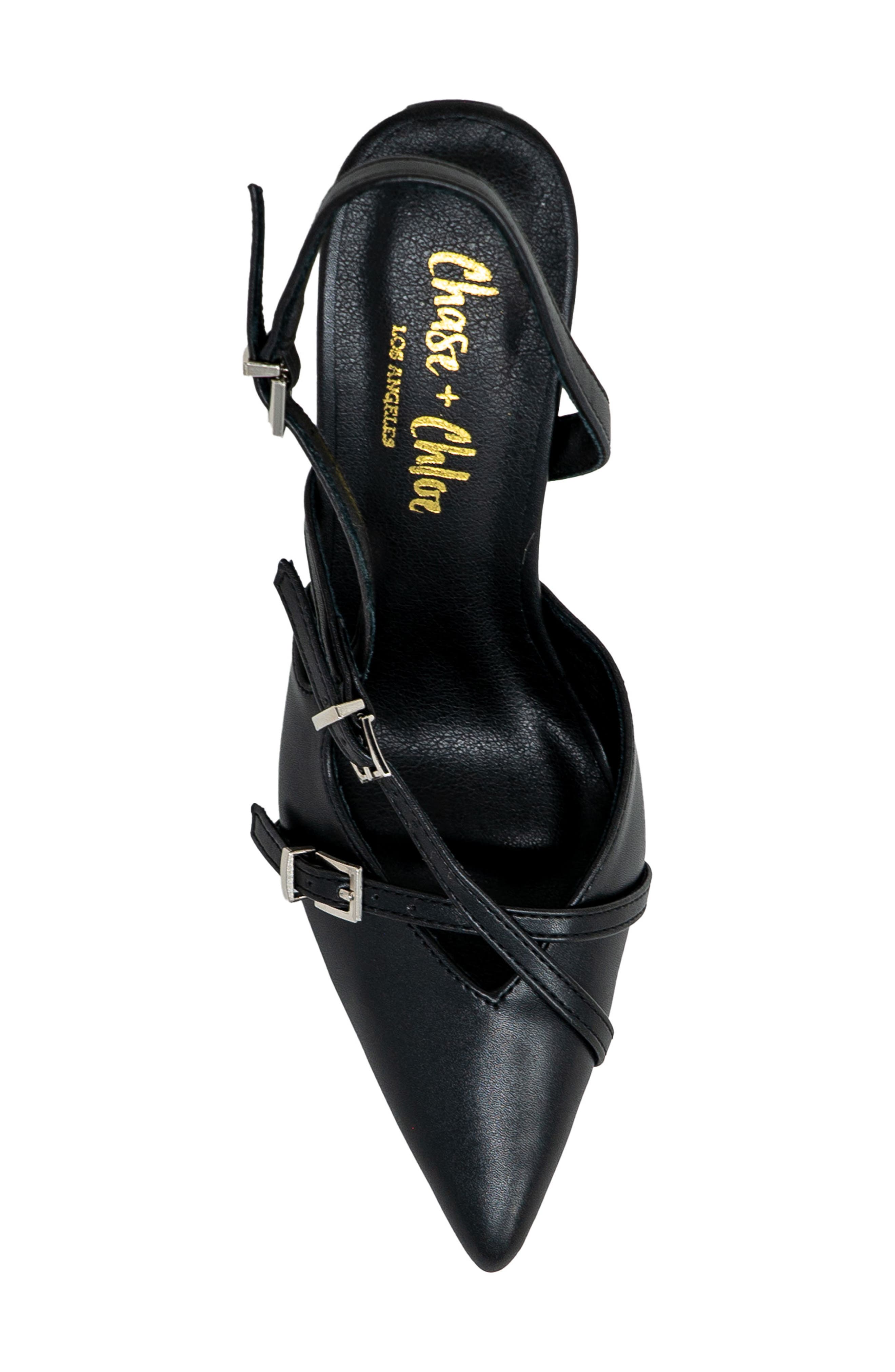 CHASE AND CHLOE Buckle Bands Slingback Pump, Alternate, color, Black