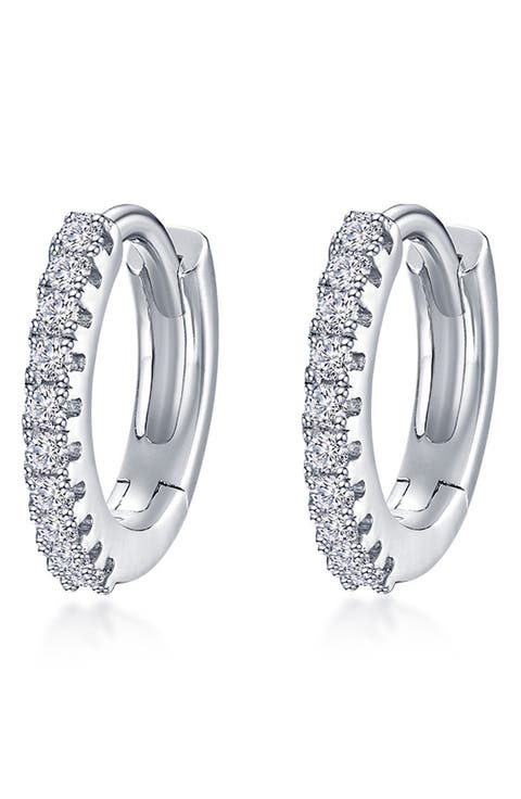 Pavé Simulated Diamond Huggie Hoop Earrings