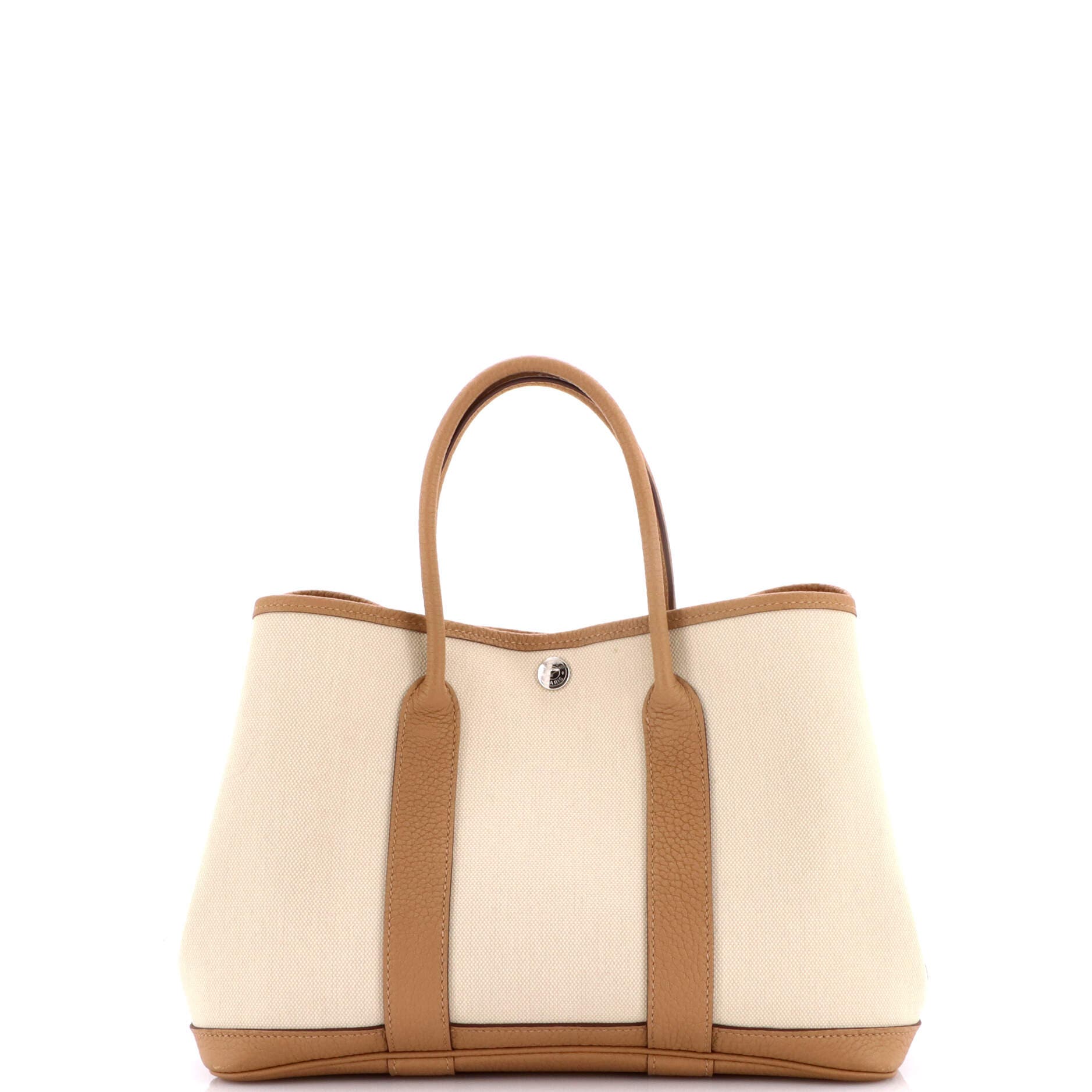 Pre-Owned Hermes Garden Party Tote Toile and Leather 30, Alternate, color, Beige