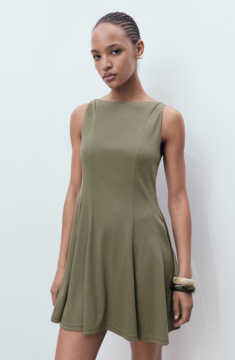 MANGO Sleeveless Pleated Dress, Alternate, color, Khaki Green