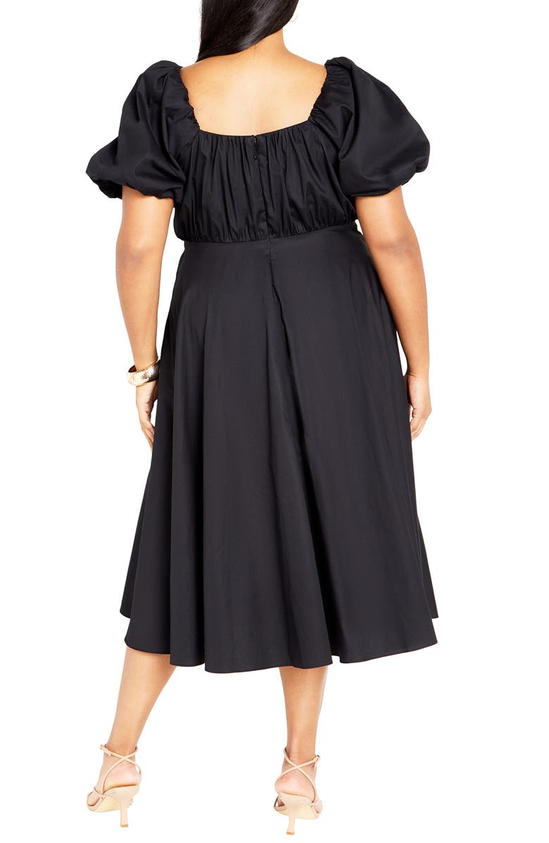 City Chic Rosabella Puff Sleeve Midi Dress, Alternate, color,