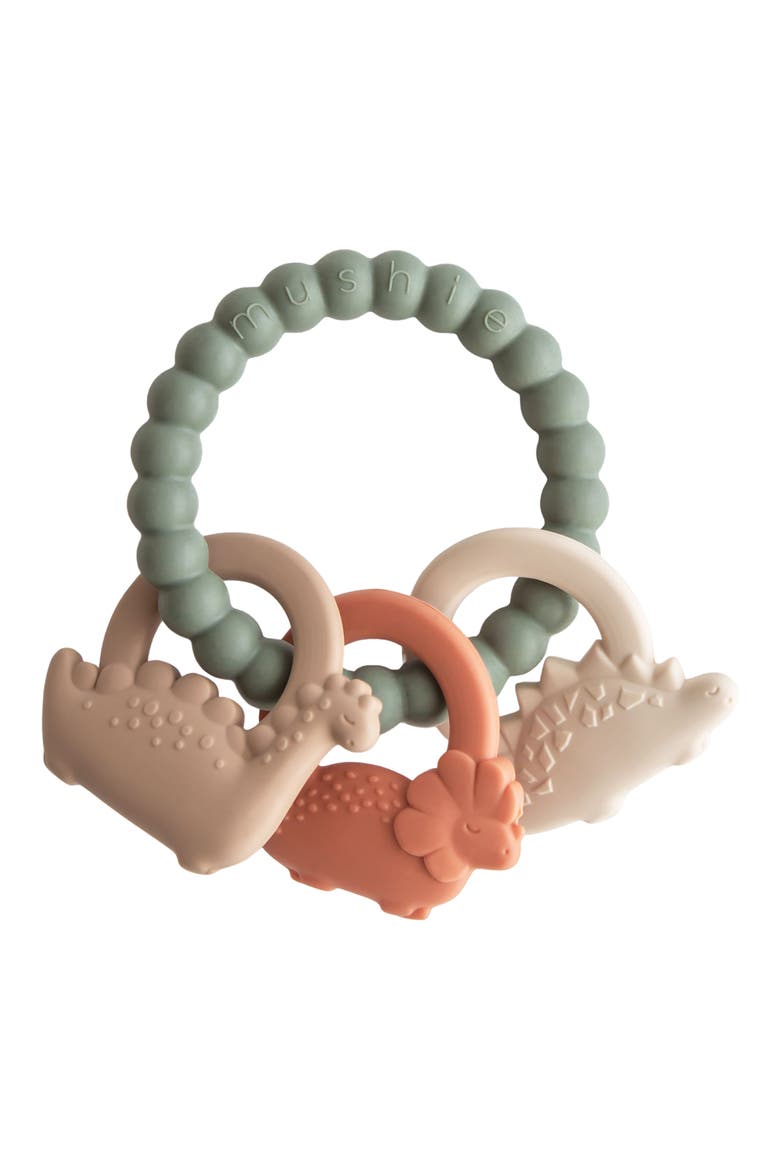 Dino Silicone Teething Ring Toy, Main, color, MULTI