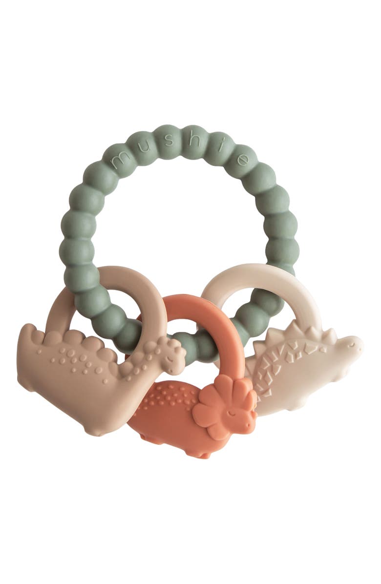 Mushie Dino Silicone Teething Ring Toy, Main, color, Multi