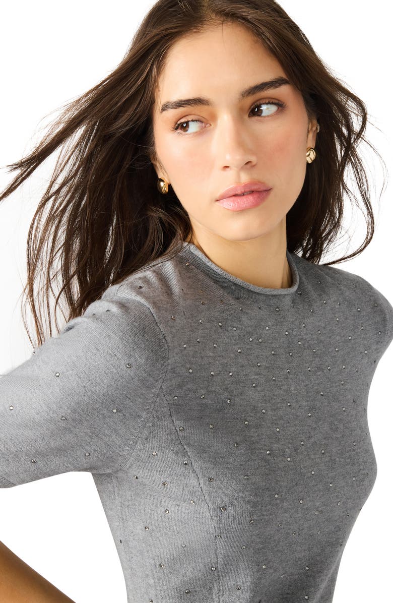 Steve Madden Iridessa Embellished Knit Midi Dress, Alternate, color, Charcoal Grey