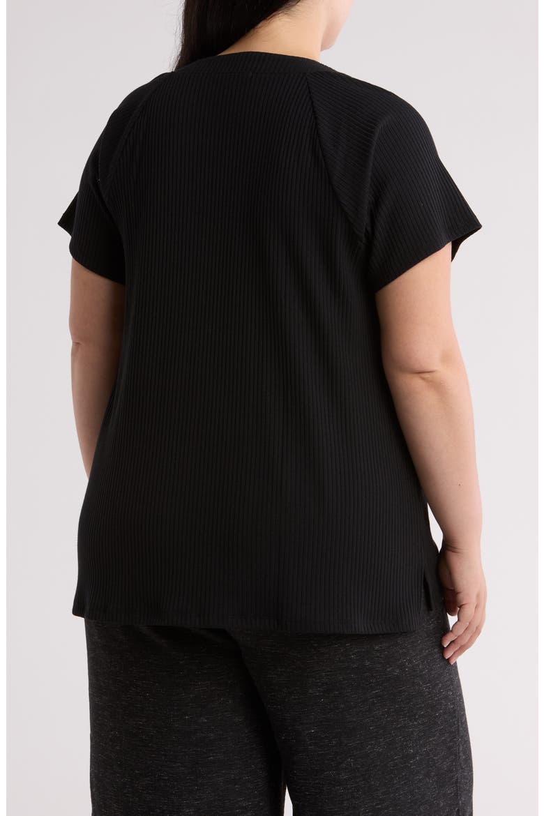 Delanie Rib Henley T-Shirt, Alternate, color, BLACK